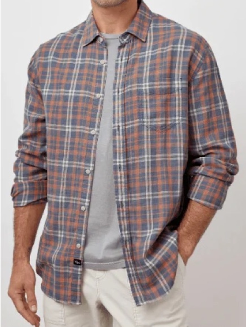 Rails Men's Wyatt Plaid Button-Down Shirt Valencia Sun Size Large